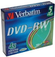 Verbatim DVD-RW 4x, COLOURS 5ks v SLIM krabičke - Médium