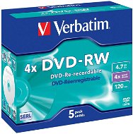 VERBATIM DVD-RW SERL 4,7 GB, 4x - Jewel Case 5 Stück - Medien