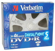 DVD+R médium VERBATIM 4,7GB 4x speed Digital Movie, balení 5ks v krabičce - -