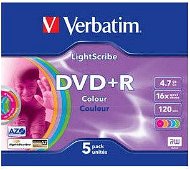Verbatim DVD+R 16x, LightScribe COLOURS 5ks v SLIM krabičce - Médium