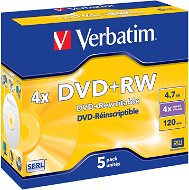 Verbatim DVD+RW 4x, 5 db - tokokban - Média