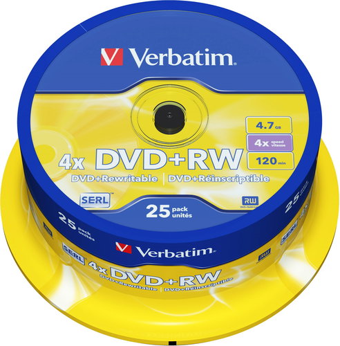 Verbatim DVD + RW 4x, 25pcs cakebox - Media - Main image