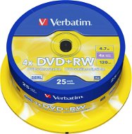 Verbatim DVD + RW 4x, 25 ks cakebox - Médium