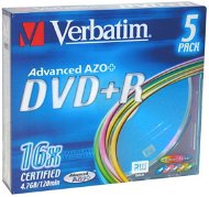 Verbatim DVD + R 16x, farby 5ks v krabici SLIM - Médium