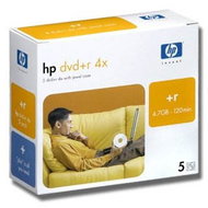 DVD+R zapisovací médium HP 4,7GB 4x speed, balení 5 kusů v krabičkách - -