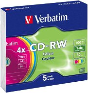 Verbatim CD-RW 4x COLOURS 5pcs in a SLIM box - Media