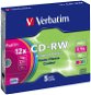 Média VERBATIM CD-RW SERL 700MB, 12x, colour, slim case 5 ks - Média