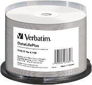 VERBATIM DVD-R DataLifePlus 4.7 GB, 16×, silver thermal printable, spindle 50 ks - Médium