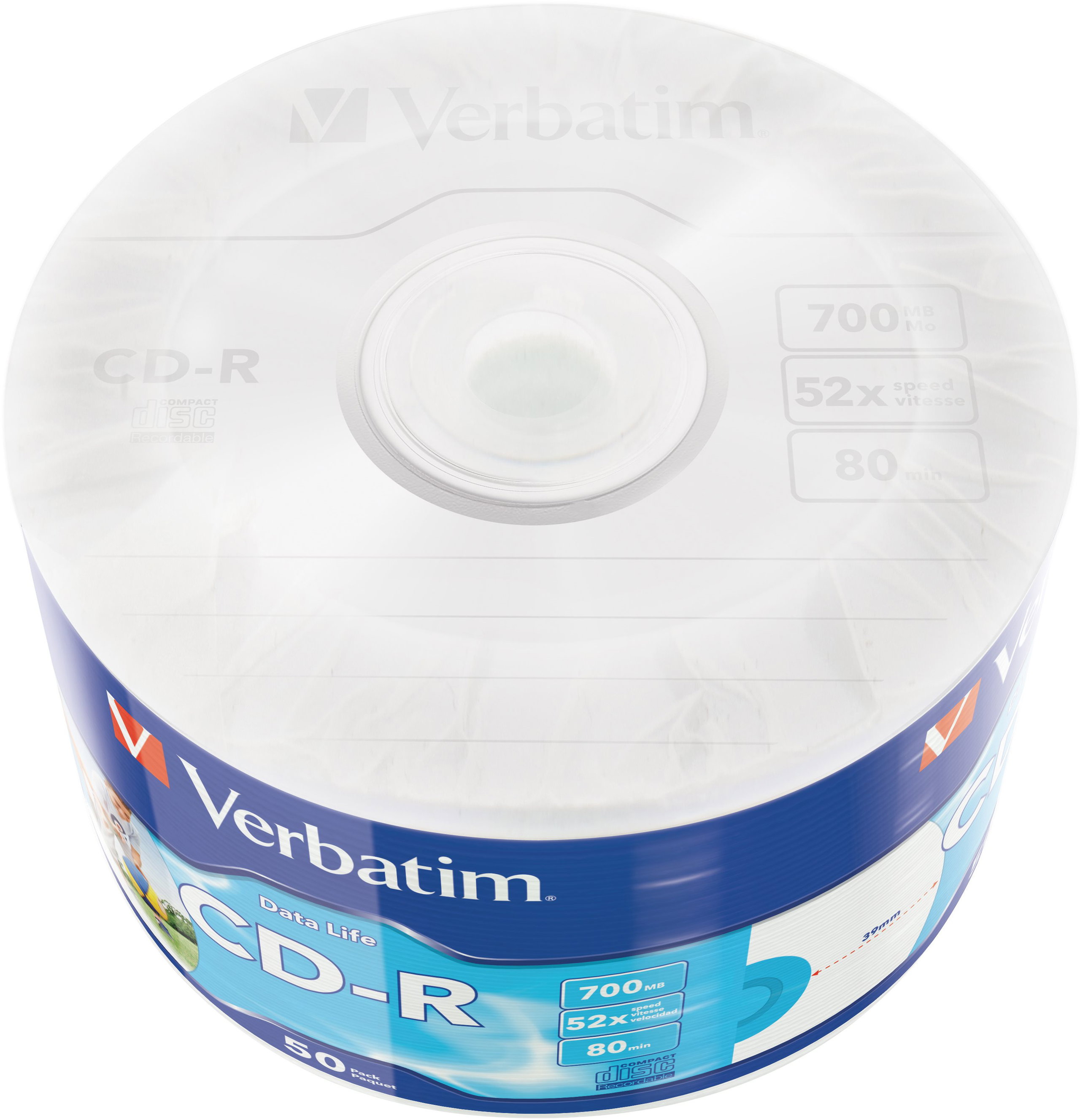 VERBATIM CD-R 700MB, 52x, printable, wrap 50 ks - Média | Alza.cz