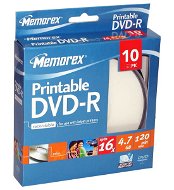 DVD-R médium MEMOREX Printable 4.7GB 16x speed, balení 10 kusů cakebox - -