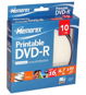 DVD-R médium MEMOREX Printable 4.7GB 16x speed, balení 10 kusů cakebox - -