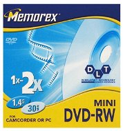 DVD-RW 8cm médium MEMOREX 1.4GB 2x speed, balení 5 ks v SLIM krabičce - -