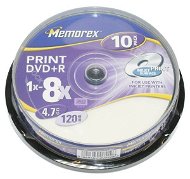 DVD+R médium MEMOREX Printable 4.7GB 8x speed, balení 10 kusů cakebox - -