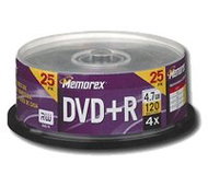 DVD+R médium MEMOREX 4.7GB 4x speed, balení 25 kusů cakebox