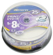DVD+R médium MEMOREX Printable 4.7GB 8x speed, balení 25 kusů cakebox - -