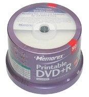 DVD+R médium MEMOREX Printable 4.7GB 16x speed, balení 50 kusů cakebox - -