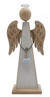 GOBA Vánoční dekorace - dřevěný andělíček, se srdíčkem, 12 cm - Christmas Decoration