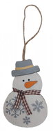 GOBA Vánoční dekorace - závěsný dřevěný sněhulák, stříbrný, 10 cm - Christmas Decoration