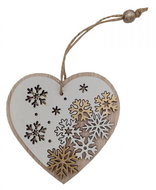 GOBA Vánoční dekorace - závěsné srdce s vločkami, 9,5 cm - Christmas Decoration