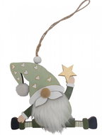 GOBA Vánoční dekorace - závěsný skřítek vousatý, zelený, 10,5 cm - Christmas Decoration