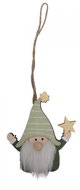 GOBA Vánoční dekorace - závěsný skřítek s hvězdou, zelený, 10 cm - Christmas Decoration