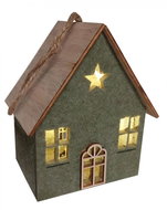 GOBA Vánoční dekorace - závěsný domek, zelený, svítící LED, 13 cm - Christmas Decoration