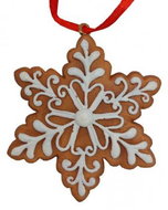 GOBA Vánoční dekorace - závěsná perníčková vločka, 6 cm - Christmas Decoration