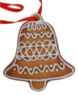 GOBA Vánoční dekorace - závěsný perníčkový zvonek, 6,5 cm - Christmas Decoration