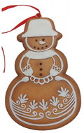 GOBA Vánoční dekorace - závěsný perníčkový sněhulák, 9 cm - Christmas Decoration
