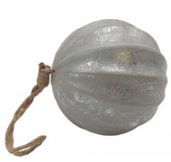 GOBA Vánoční dekorace - dřevěná koule, stříbrná, 10 cm - Christmas Decoration
