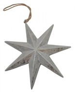 GOBA Vánoční dekorace - dřevěná hvězda, stříbrná, 16 cm - Christmas Decoration