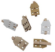 GOBA Vánoční dekorace - kolíčky zlaté domky, 6 ks - Christmas Decoration