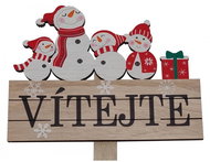 GOBA Vánoční dekorace - dřevěný zápich, sněhuláci vítejte, 51 cm - Christmas Decoration