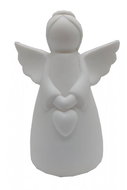 GOBA Vánoční dekorace - porcelánový LED anděl bílý, se srdcem, 12,5 cm - Christmas Decoration