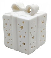 GOBA Vánoční dekorace - porcelánový LED dárek, 8 cm - Christmas Decoration