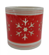 GOBA Christmas candle holder - porcelain, red with snowflake - Christmas Candlestick