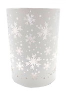 GOBA Vánoční svícen - skleněný, svítící bílé vločky 12,5 cm - Vánoční svícen