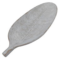 GOBA Talíř dekorační - dřevěný list, bílý 60cm - Talíř