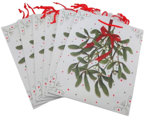 GOBA Christmas bag Mistletoe, size M, pack of 6 - Gift Bag - Main image