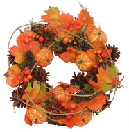 Goba Autumn wreath of leaves and pumpkin 30 cm - Decoration