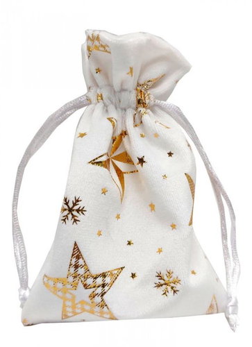 Goba Velvet bag with stars white 20 × 15 cm - Gift Bag - Main image