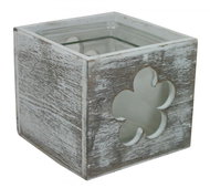 GOBA flower patina wood-glass 12 × 12 cm - Candlestick