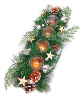 GOBA Vánoční svícen - jehličí 44 × 15 cm - Vánoční svícen