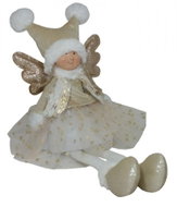 GOBA Christmas decoration - angel sitting, golden wings - Christmas Decoration