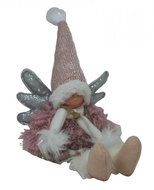 GOBA Christmas decoration - angel sitting, pink, 40 cm - Christmas Decoration