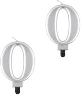 Godan Birthday Cake Candle, 0, metallic silver, 8cm, 2 pcs - Candle