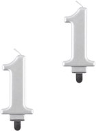Godan Birthday cake candle, 1, metallic silver, 8cm, 2pcs - Candle