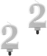 Godan Birthday cake candle, 2, metallic silver, 8 cm, 2 pcs - Candle