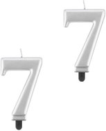Godan Birthday candle for a cake, 7, metallic silver, 8 cm, 2 pcs - Candle