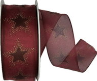 GOLDINA Christmas organza ribbon ORGANDY STARDUST burgundy 9425 - Ribbon